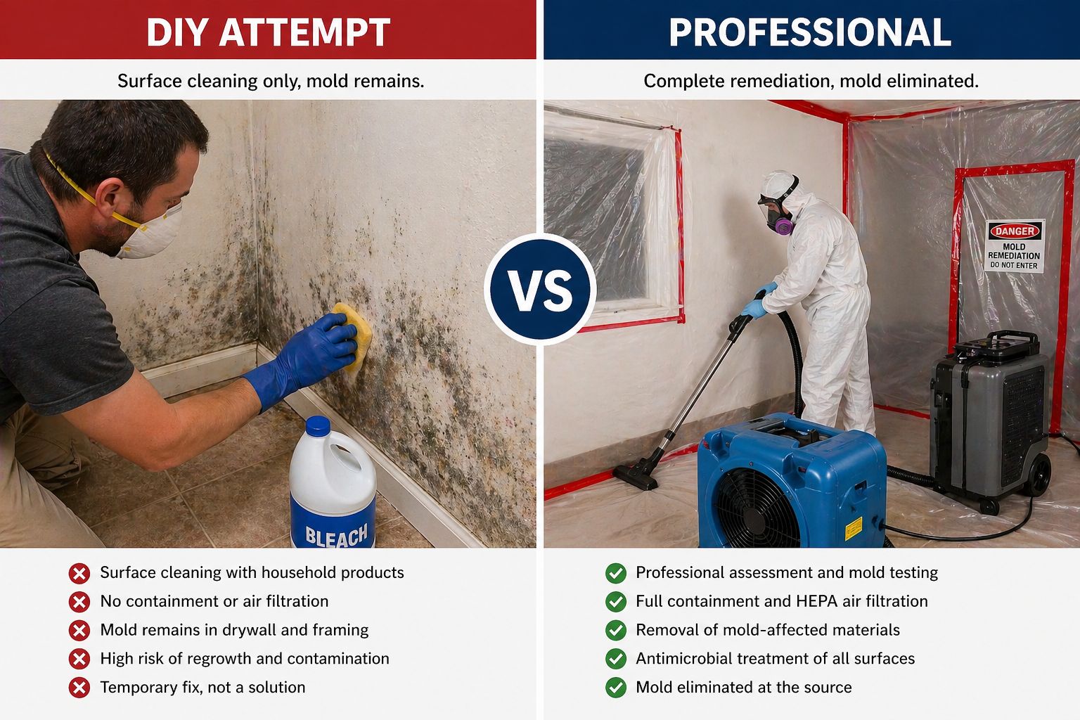 DIY vs Professional Mold Removal