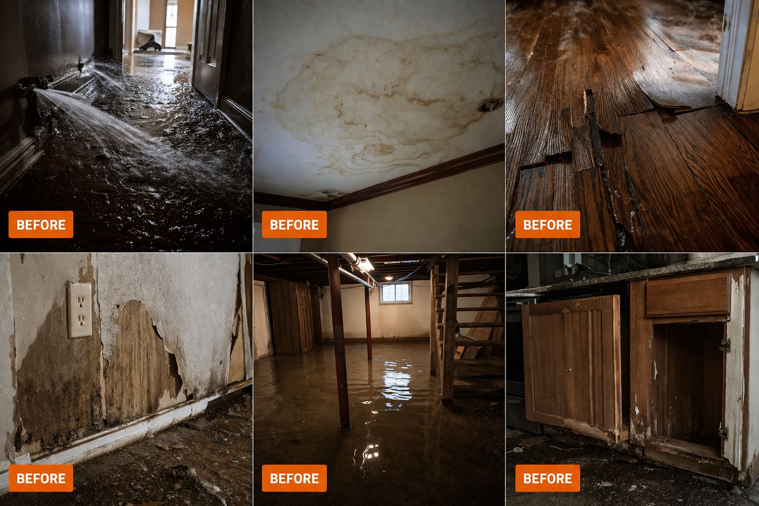 Water damage restoration photo guide